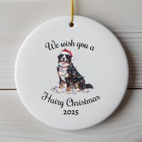 Load image into Gallery viewer, Christmas Bernese Mountain Dog Ornament, Christmas Lights Dog Keepsake

