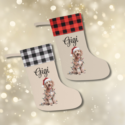 Personalized Poodle Christmas Stocking, Holiday Decor Gift for Pet Lovers