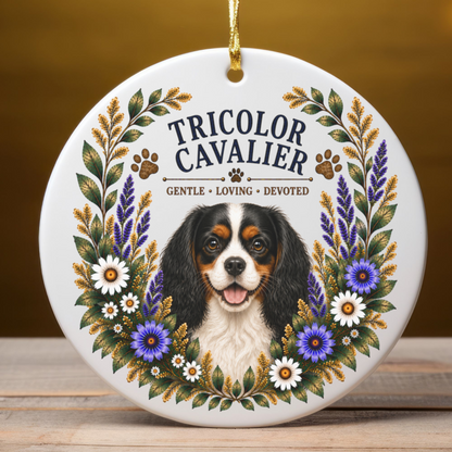 Tricolor Cavalier Ornament, Cavalier King Charles Spaniel Gift, Tricolor Cavalier Dog Mom Keepsake