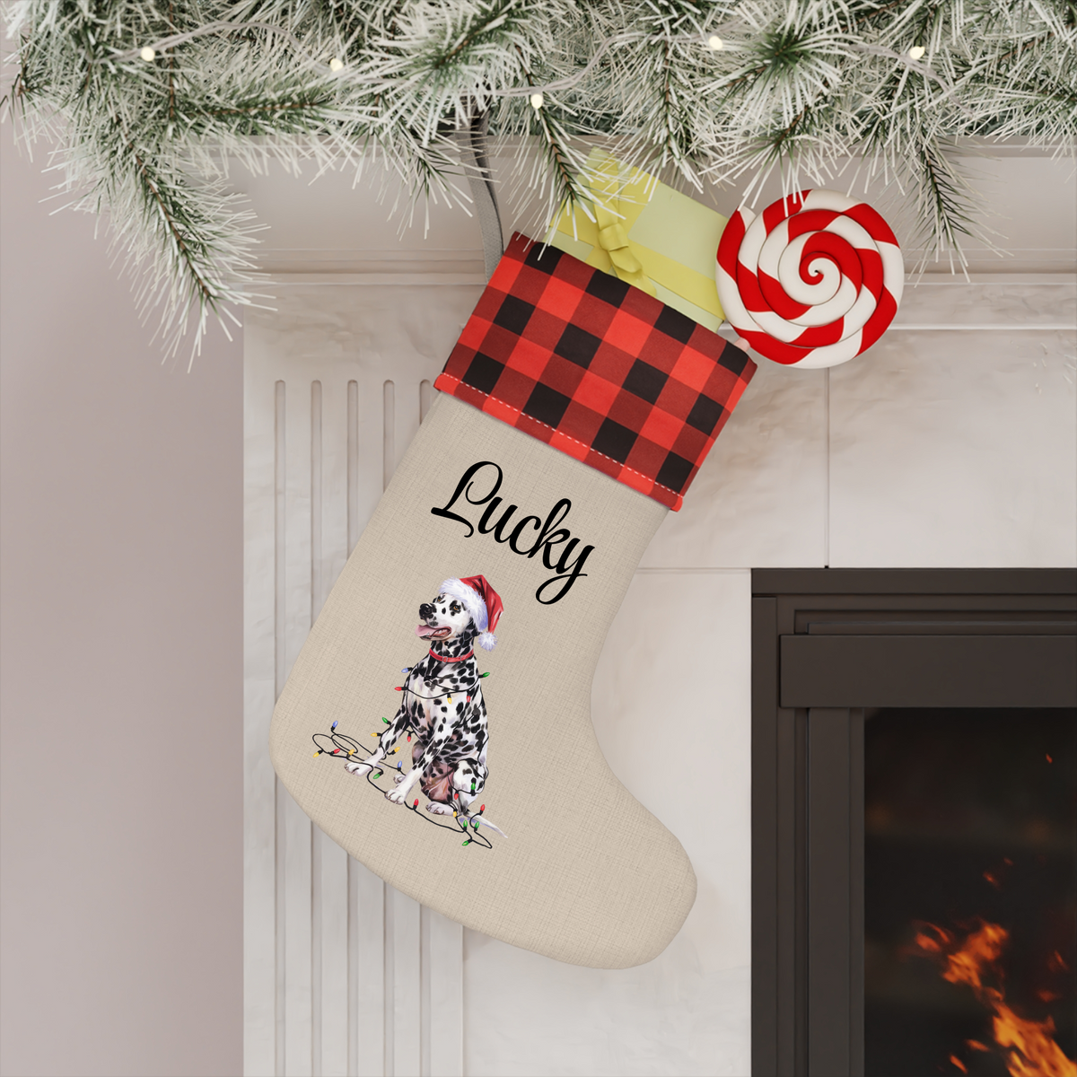 Personalized Dalmatian Christmas Stocking, Holiday Decor Gift for Pet Lovers
