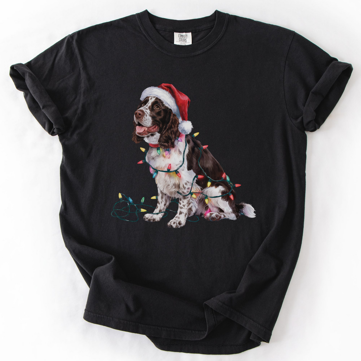 Christmas Springer Spaniel Shirt, Christmas Lights Dog Shirt, Christmas Dog, Springer Spaniel Mom, Gift for Dog Lover, Springer Spaniel