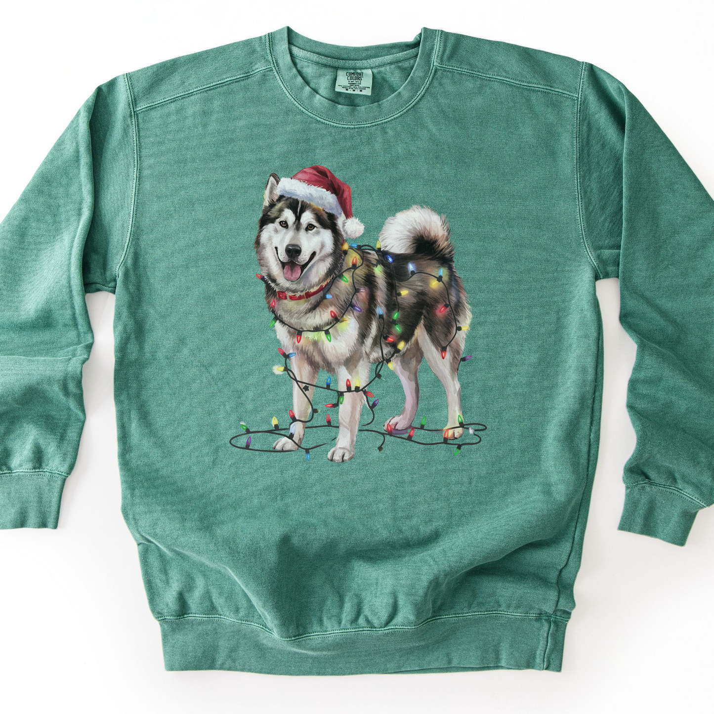Alaskan Malamute Christmas Lights Dog Sweatshirt, Malamute Mom Gift