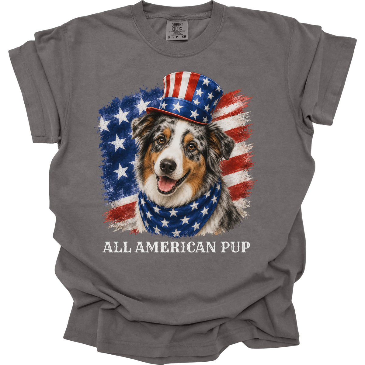 Patriotic Australian Shepherd Tee, All American Pup Shirt, Fourth of July Dog Shirt