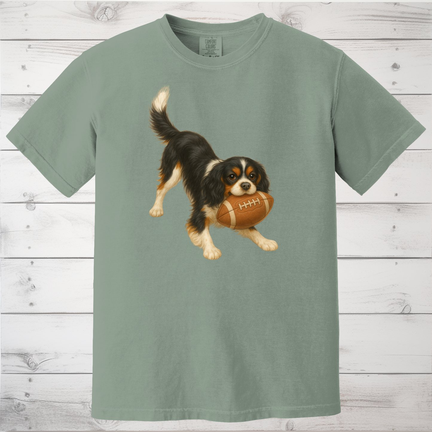 Cavalier King Charles Spaniel Football Sweatshirt – Blenheim, Ruby or Tri-Color Dog Lover Gift