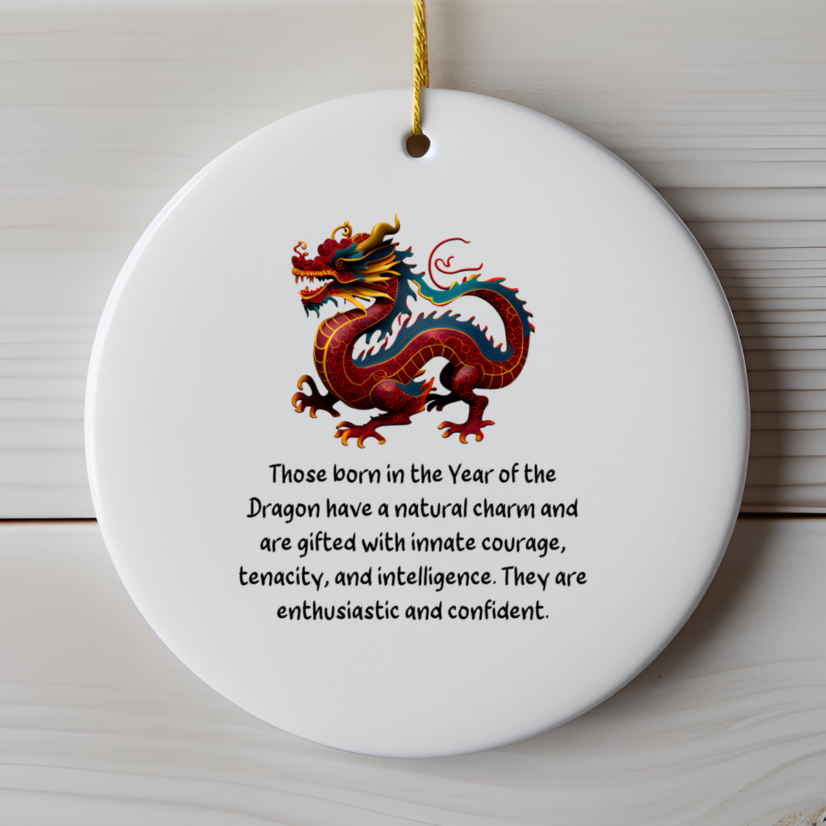 Chinese Zodiac Dragon Ornament, Year of the Dragon Horoscope Gift for Lunar New Year