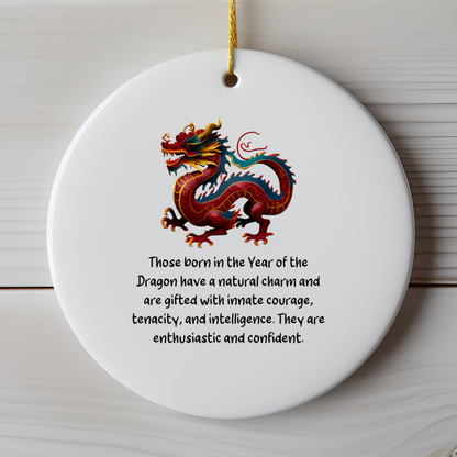 Chinese Zodiac Dragon Ornament, Year of the Dragon Horoscope Gift for Lunar New Year
