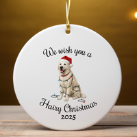 Load image into Gallery viewer, English Cream Golden Retriever Ornament 2025, We Wish You a Hairy Christmas Ornament, Funny Dog Lover Gift, Holiday Pet Keepsake
