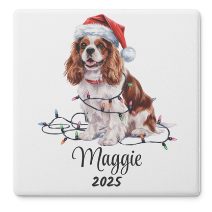 Personalized Blenheim Cavalier King Charles Spaniel Christmas Coaster Set