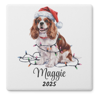 Load image into Gallery viewer, Personalized Blenheim Cavalier King Charles Spaniel Christmas Coaster Set
