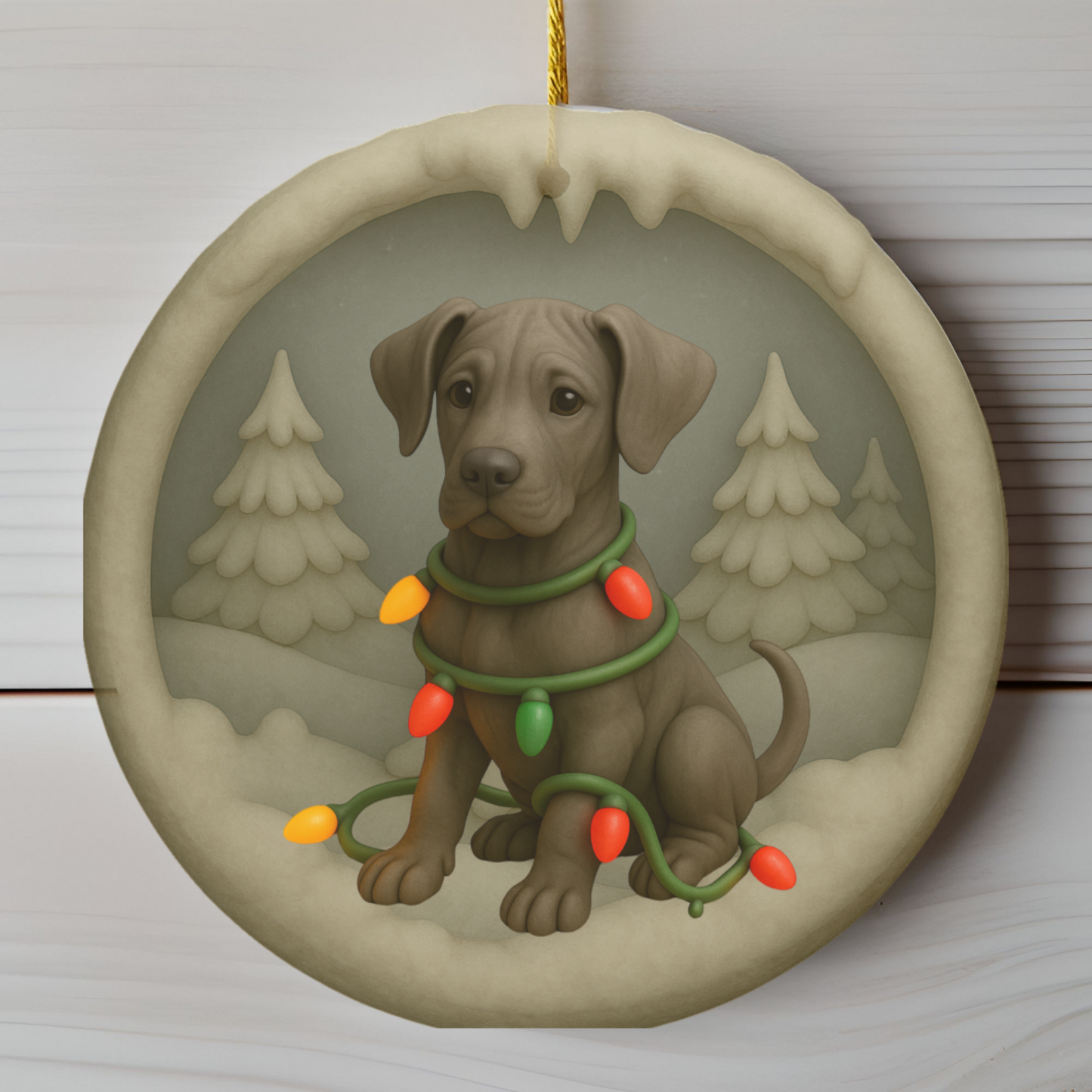 Personalized Great Dane Christmas Ornament • 3D Clay-Style Dog Keepsake with Lights