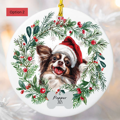 Personalized Papillon Christmas Ornament