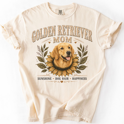 Golden Retriever Mom Shirt, Sunflower Golden Retriever Tee, Vintage Dog Lover Gift