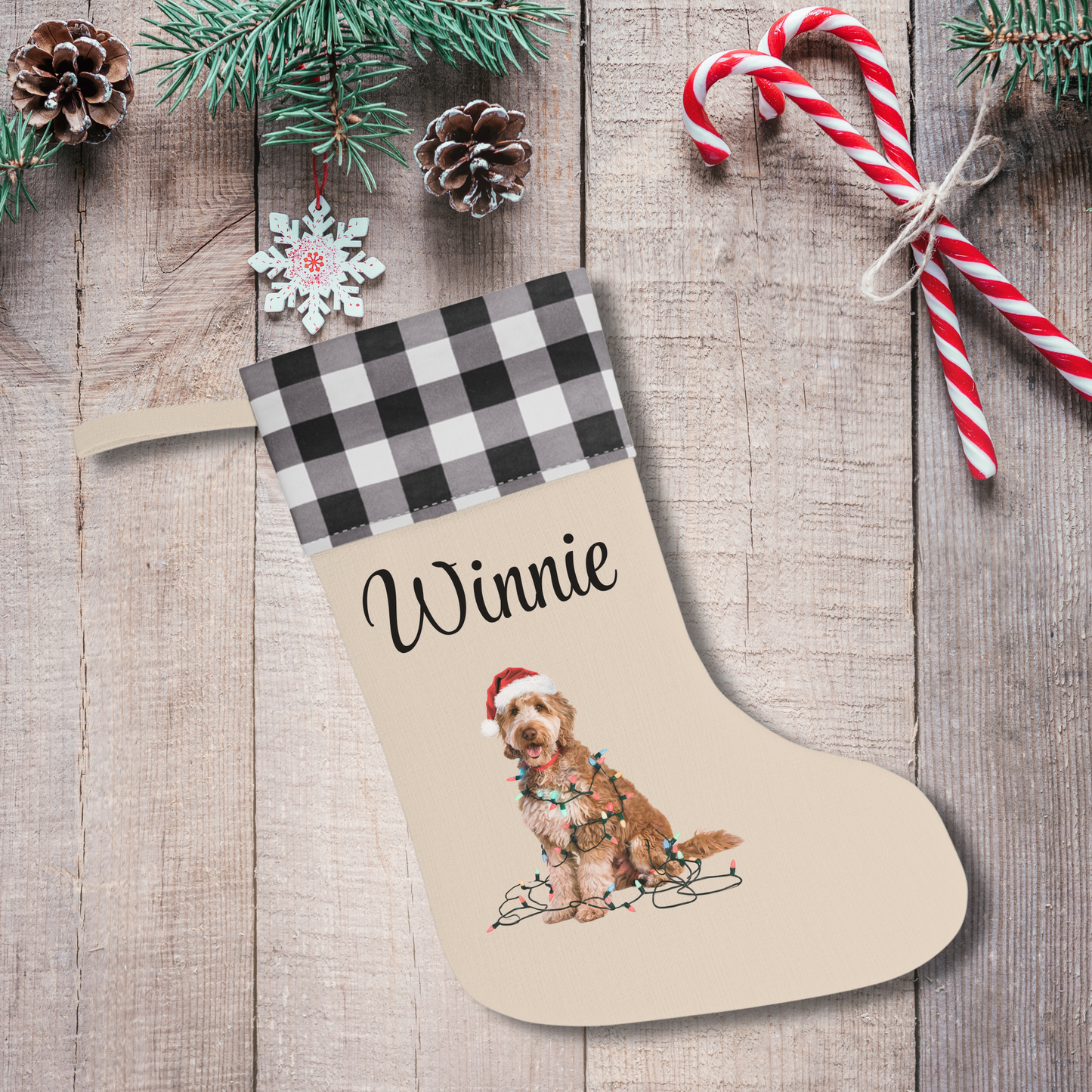Personalized Goldendoodle Christmas Stocking, Holiday Decor Gift for Pet Lovers