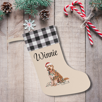 Personalized Goldendoodle Christmas Stocking, Holiday Decor Gift for Pet Lovers
