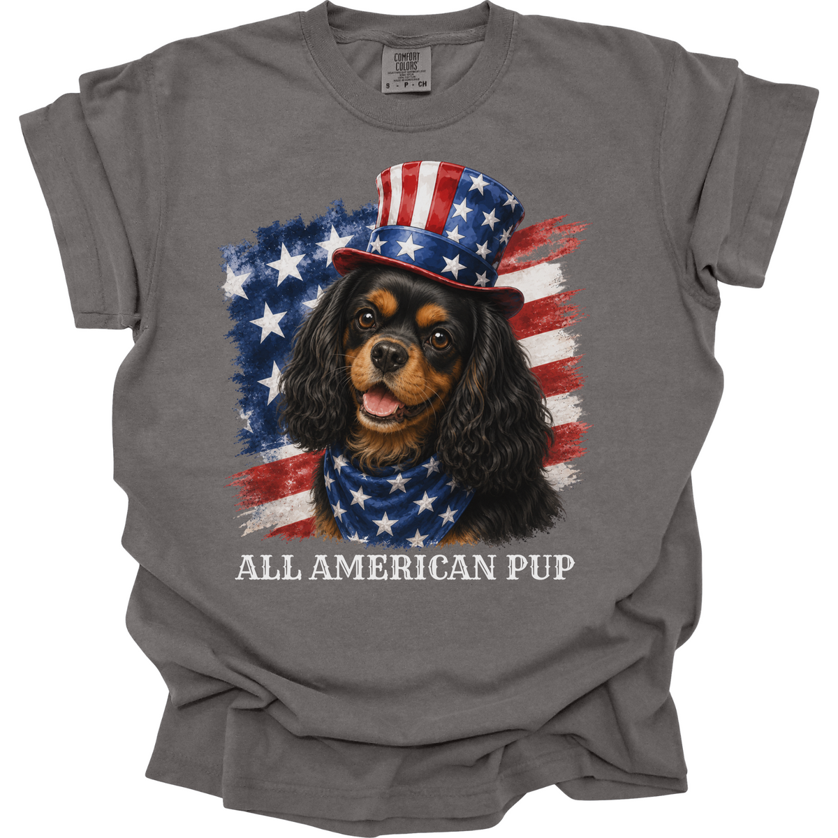 Black and Tan Cavalier Shirt, Patriotic Cavalier King Charles Spaniel Tee