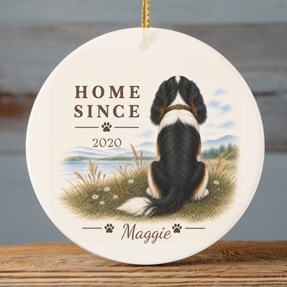 Personalized Tricolor Cavalier Ornament, Double Sided Gotcha Day Gift, Custom Dog Keepsake