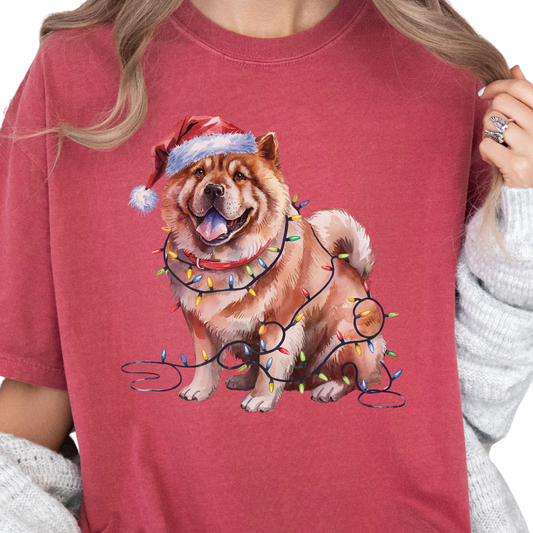Christmas Chow Chow Shirt, Christmas Lights Dog Tee, Christmas Dog Tee, Chow Chow Mom Tshirt, Gift for Dog Lover, Chow Chow
