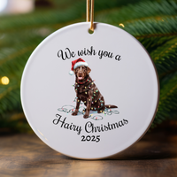 Load image into Gallery viewer, Christmas Chocolate Labrador Ornament, Christmas Lights Dog Keepsake

