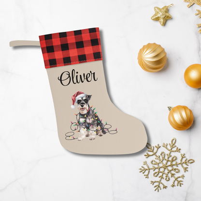 Personalized Schnauzer Christmas Stocking, Holiday Decor Gift for Pet Lovers
