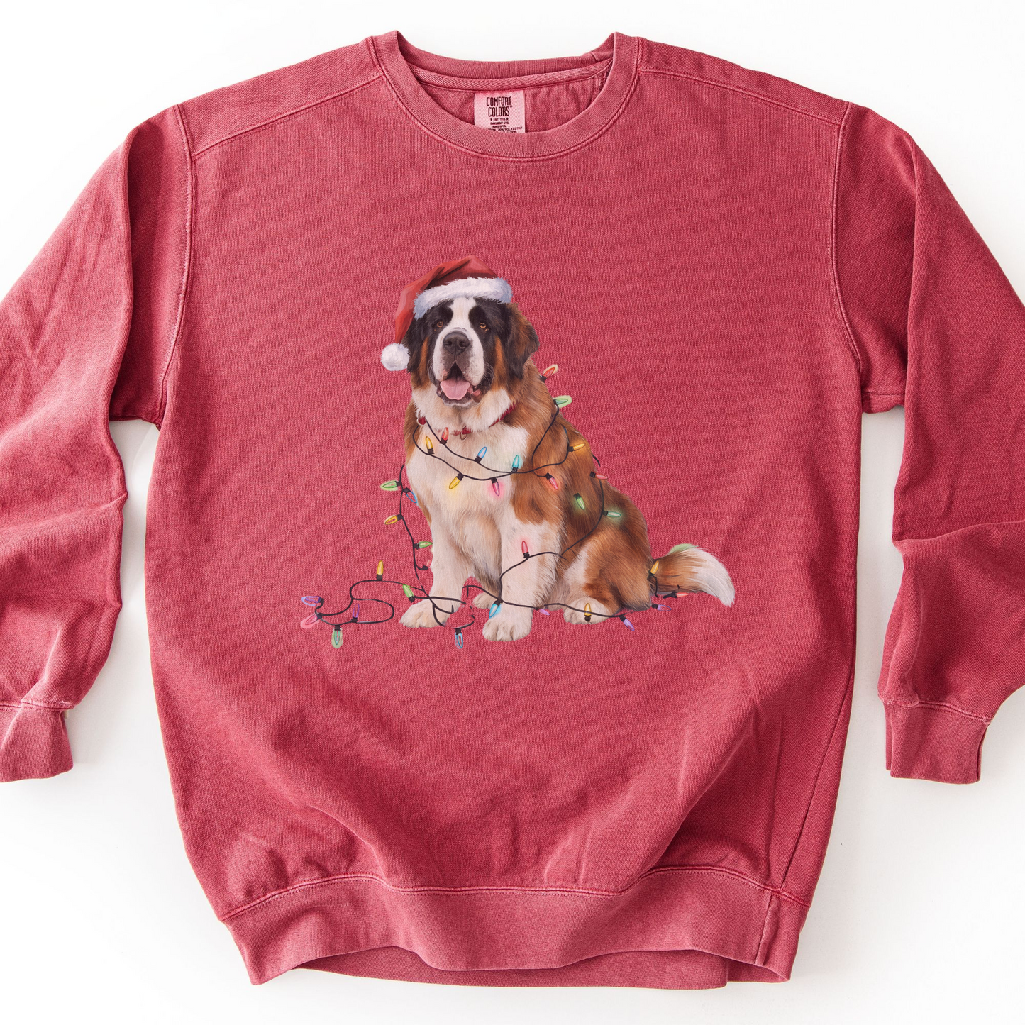Saint Bernard Christmas Lights Sweatshirt, Festive Dog Lover Gift