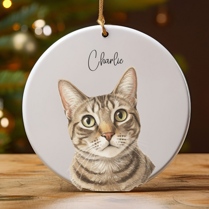 Custom Watercolor Pet Memorial Ornament with Name