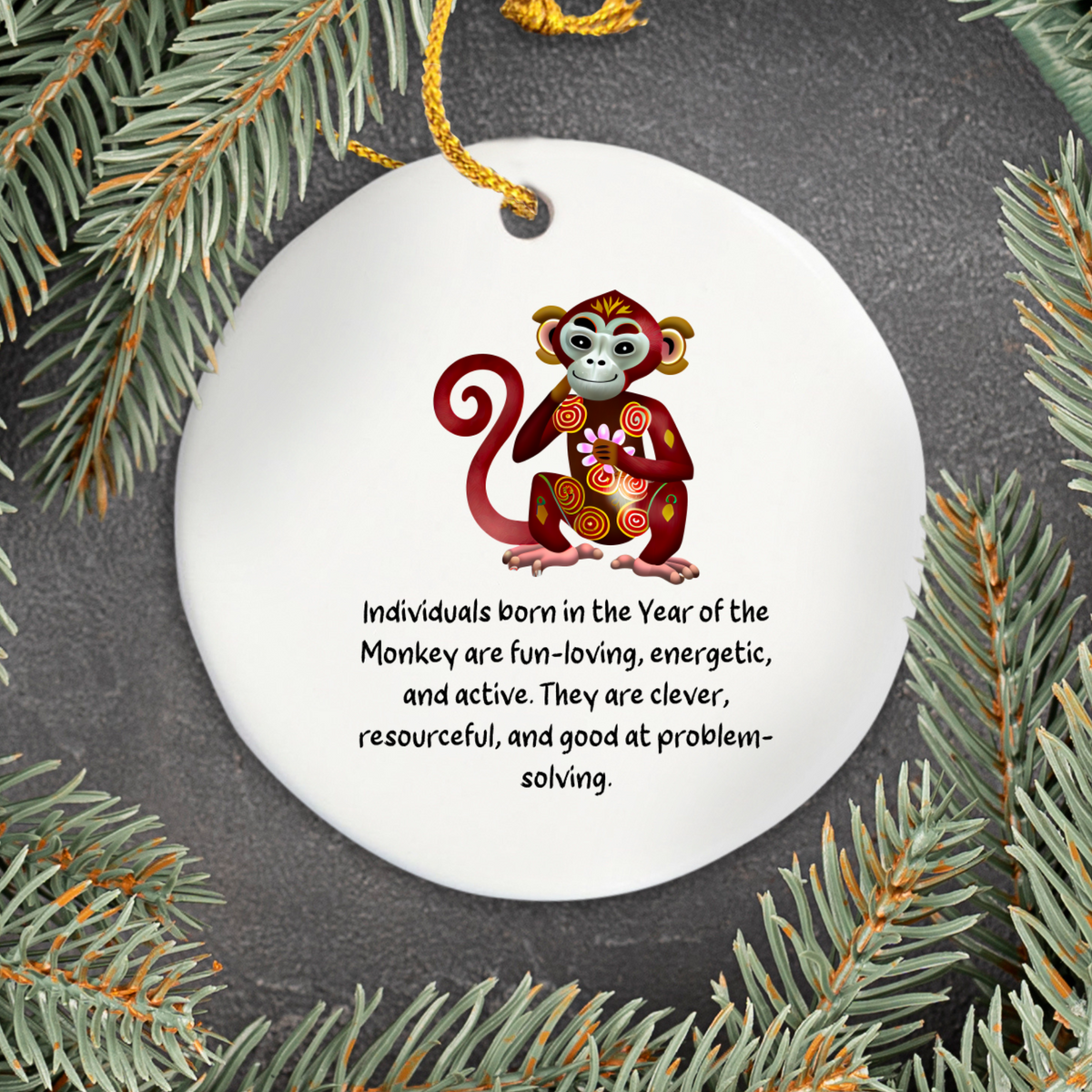 Chinese Zodiac Monkey Ornament, Year of the Monkey Horoscope Gift, Lunar New Year