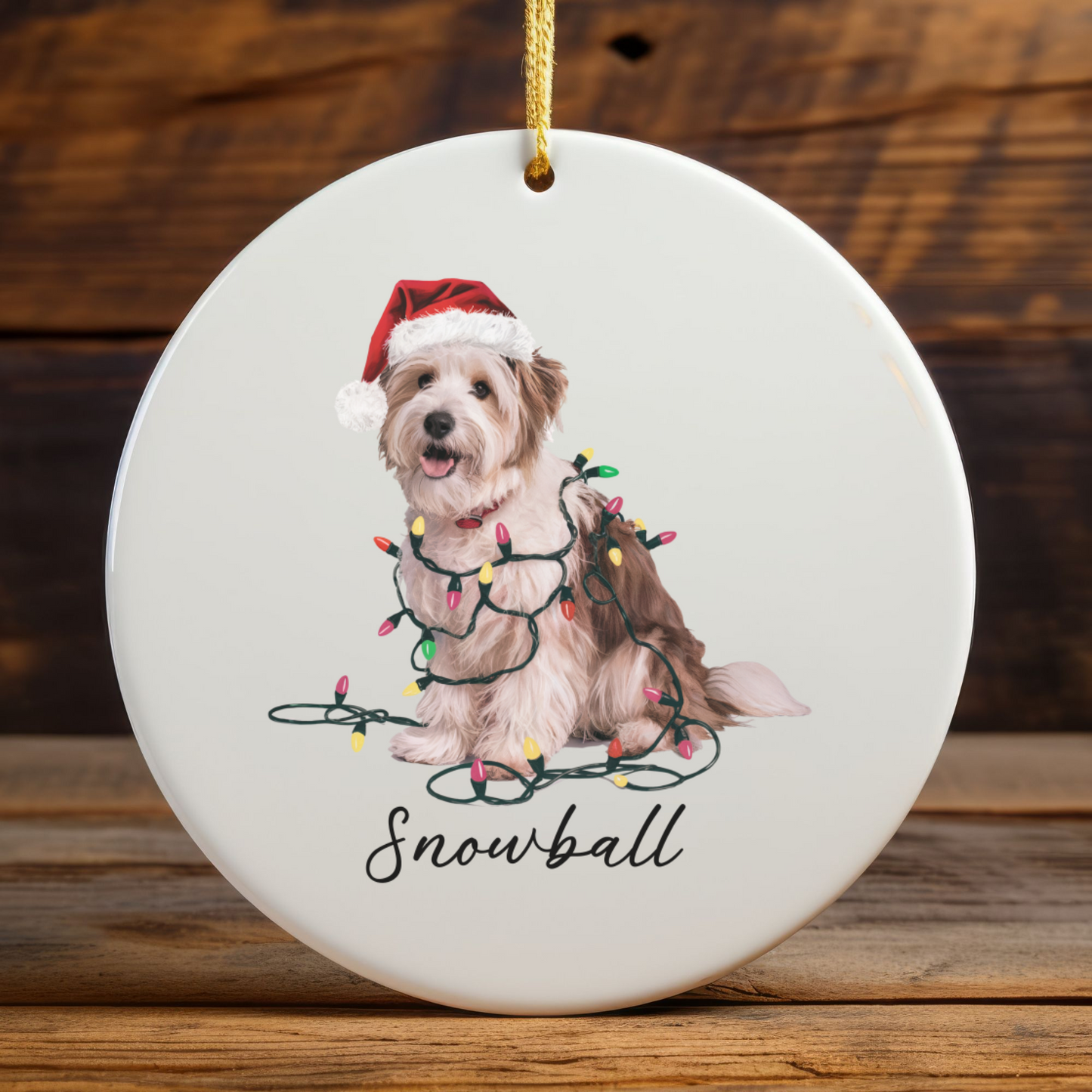Personalized Coton de Tulear Dog Ornament, Custom Pet Christmas Keepsake, Ceramic Tree Decor
