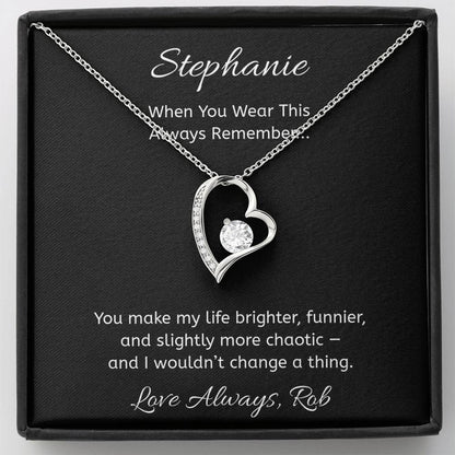 Personalized Heart Necklace with Message Card