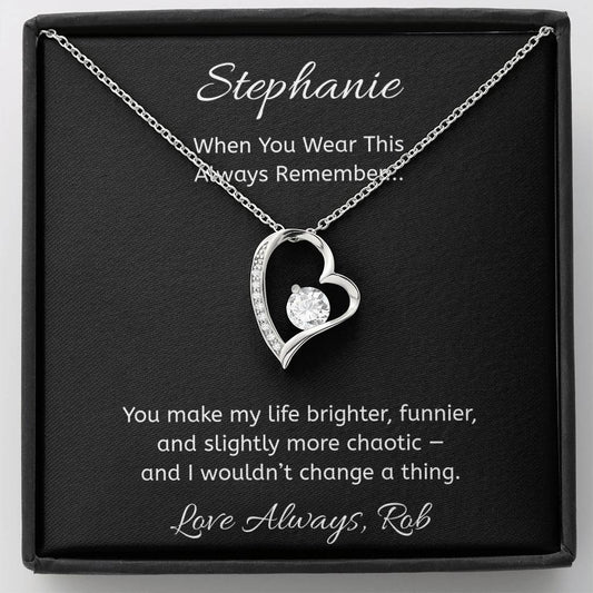 Personalized Heart Necklace with Message Card
