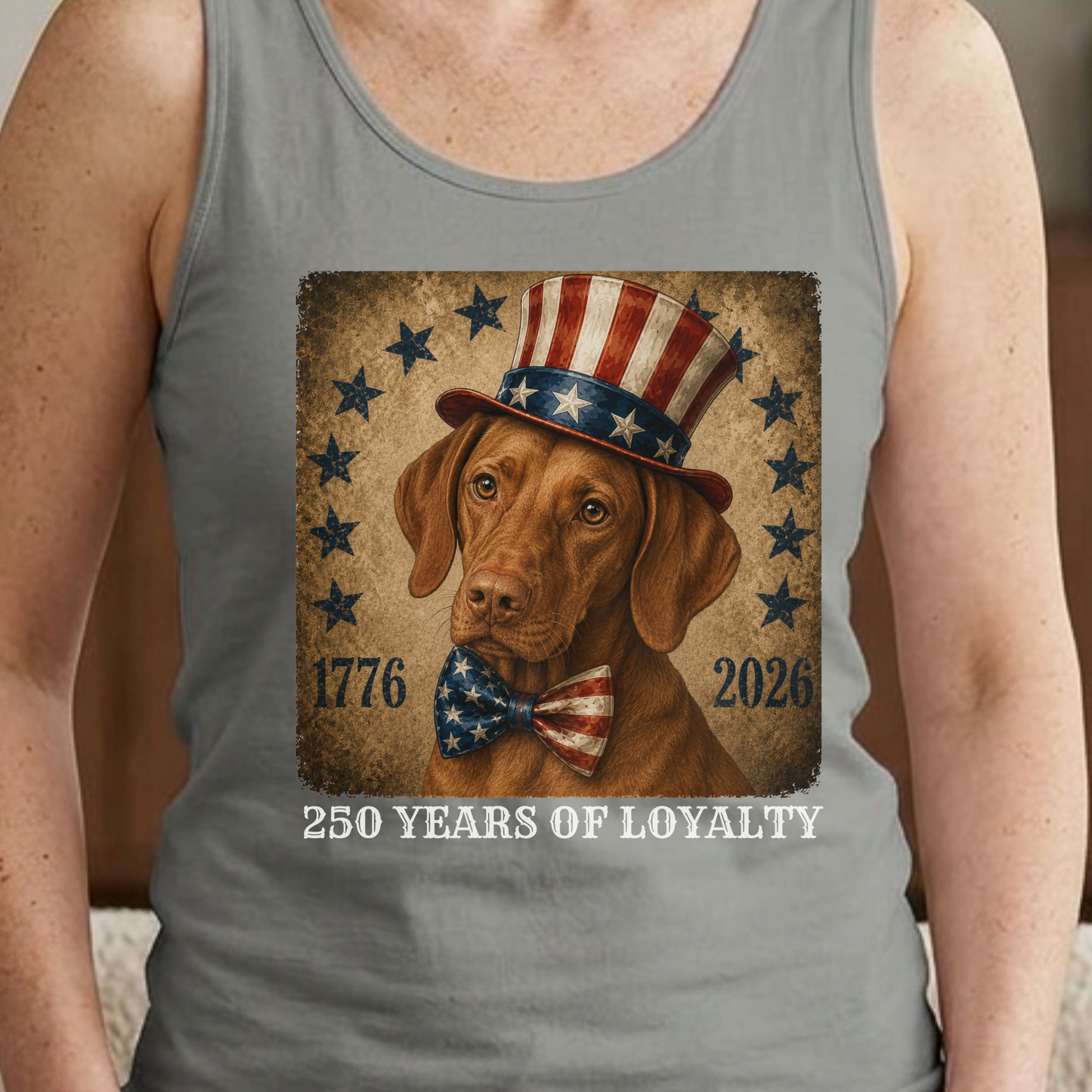 Vizsla Patriotic Tank Top, 250 Years of Loyalty
