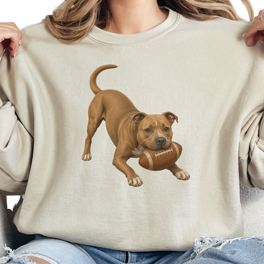 Pitbull Football Sweatshirt Dog Lover Game Day Crewneck Pittie Mom Gift Shirt