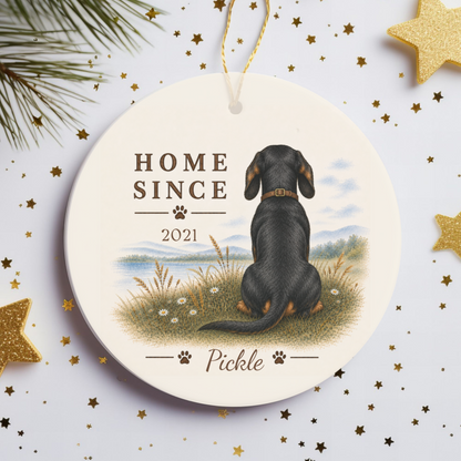 Personalized Black and Tan Dachshund Ornament, Double Sided Gotcha Day Gift, Custom Dog Keepsake