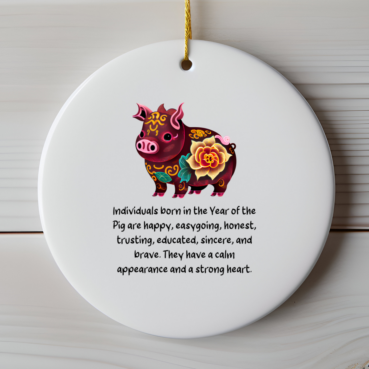 Chinese Zodiac Pig Ornament – Year of the Pig Horoscope Gift for Lunar New Year