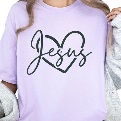 Jesus Heart Shirt, Christian Faith Tee, Minimalist Comfort Colors Gospel Shirt