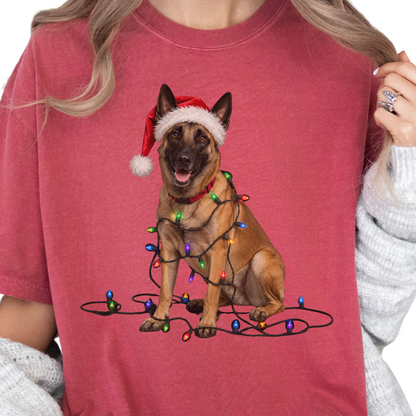 Belgian Malinois Christmas Lights Dog Shirt