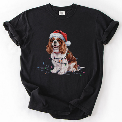 Christmas Cavalier King Charles Spaniel Shirt, Christmas Lights Dog Tee, Christmas Dog Tee, Cavalier Spaniel Mom Tshirt, Gift for Dog Lover