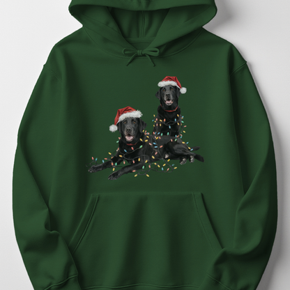 Black Lab Christmas Hoodie with Lights, Holiday Dog Lover Sweatshirt