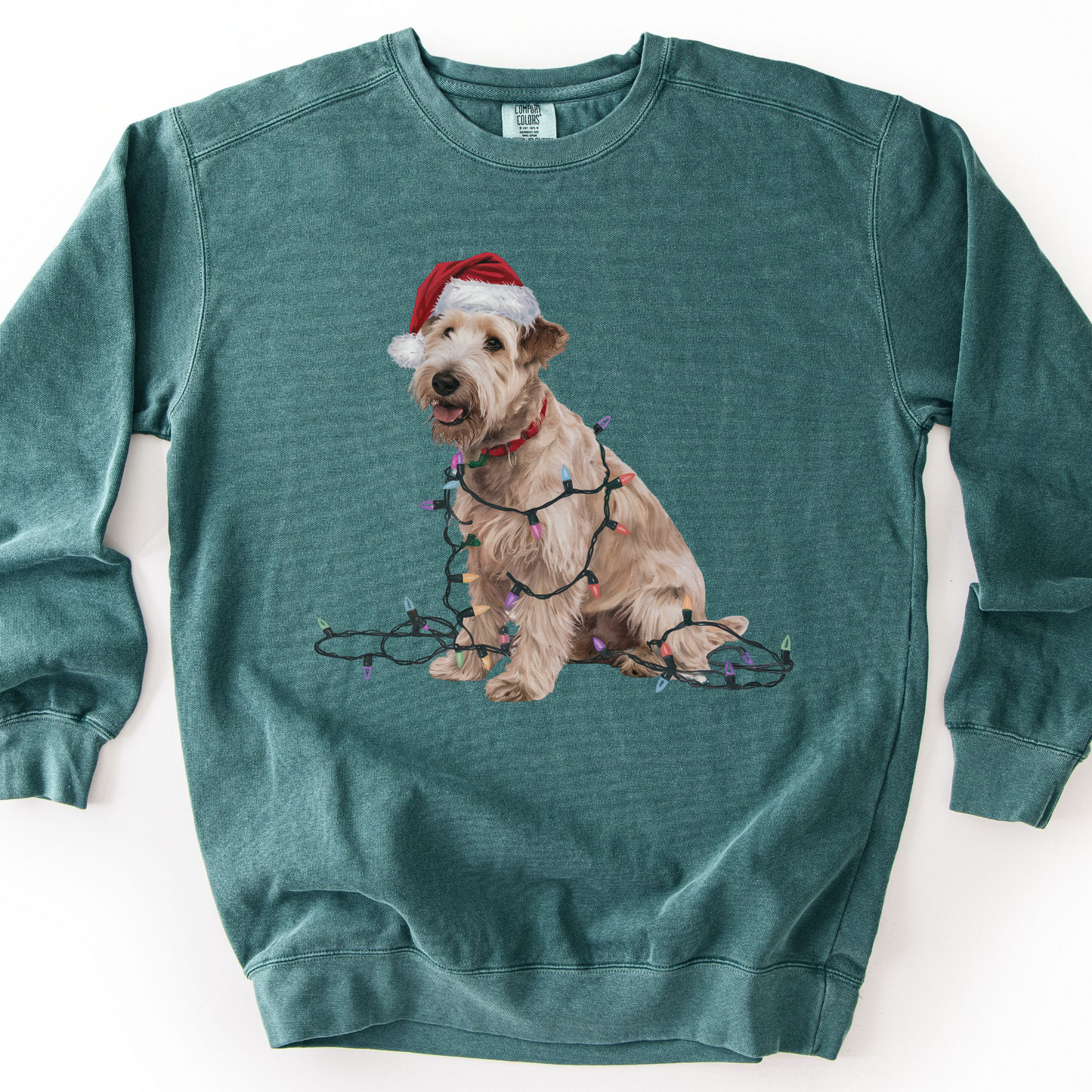 Soft Coated Wheaten Terrier Christmas Lights Sweatshirt, Festive Dog Mom Apparel