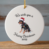 Load image into Gallery viewer, Christmas Miniature Pinscher Ornament, Christmas Lights Dog Keepsake
