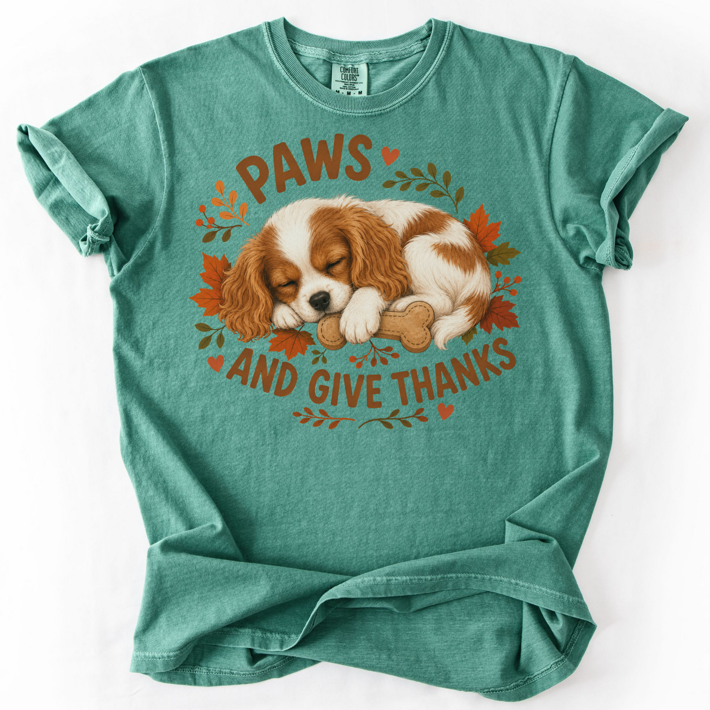 Blenheim Cavalier Thanksgiving Shirt, Paws Give Thanks Tee, Fall Cavalier Dog Lover Gift