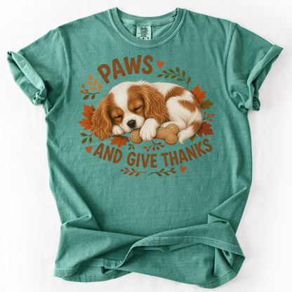 Blenheim Cavalier Thanksgiving Shirt, Paws Give Thanks Tee, Fall Cavalier Dog Lover Gift