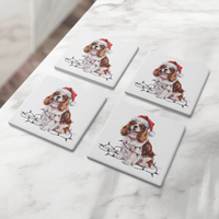 Load image into Gallery viewer, Personalized Blenheim Cavalier King Charles Spaniel Christmas Coaster Set