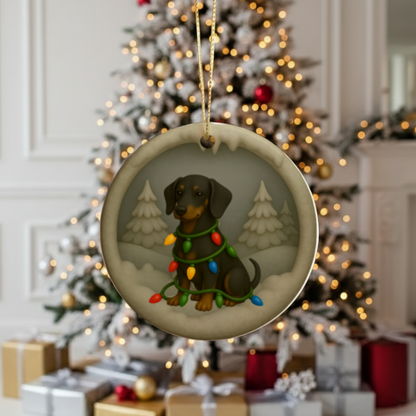Personalized Black & Tan Dachshund Christmas 3D Clay-Style Dog Keepsake