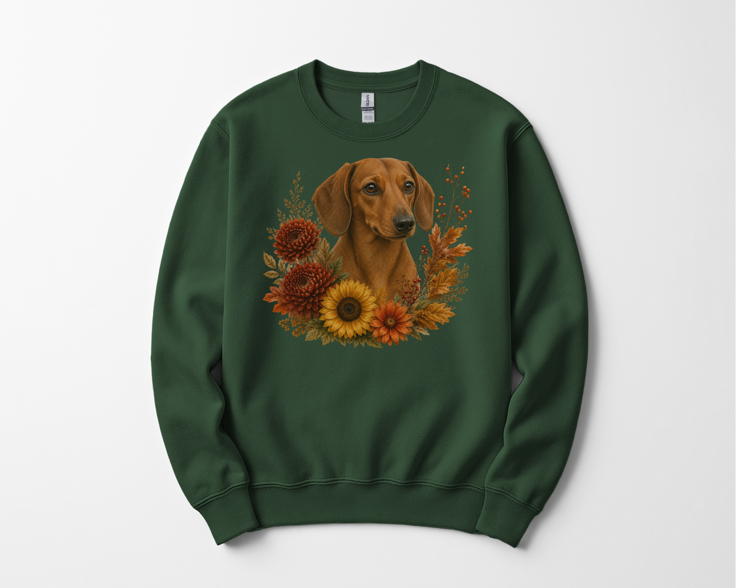 Red Dachshund Autumn Floral Sweatshirt