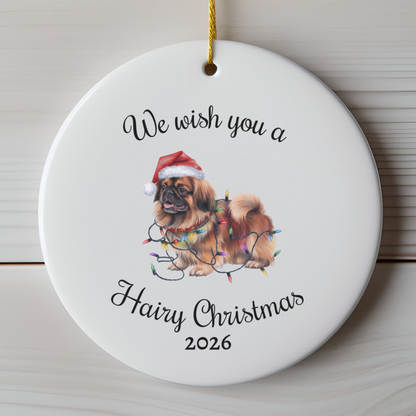 Christmas Pekingese Ornament, Christmas Lights Dog Keepsake