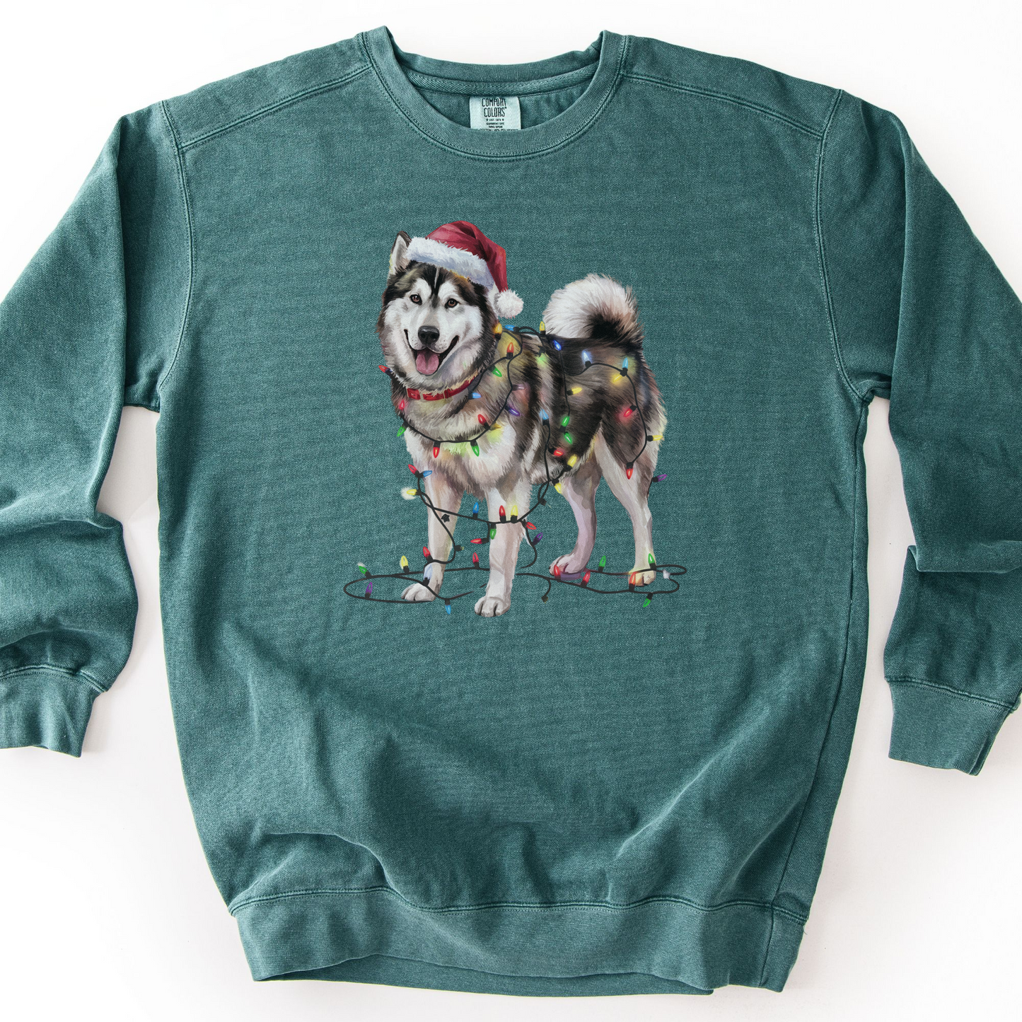 Alaskan Malamute Christmas Lights Dog Sweatshirt, Malamute Mom Gift