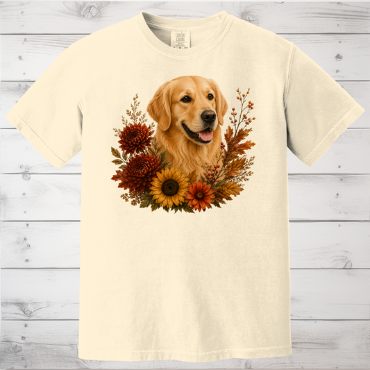 Golden Retriever Autumn Floral Shirt