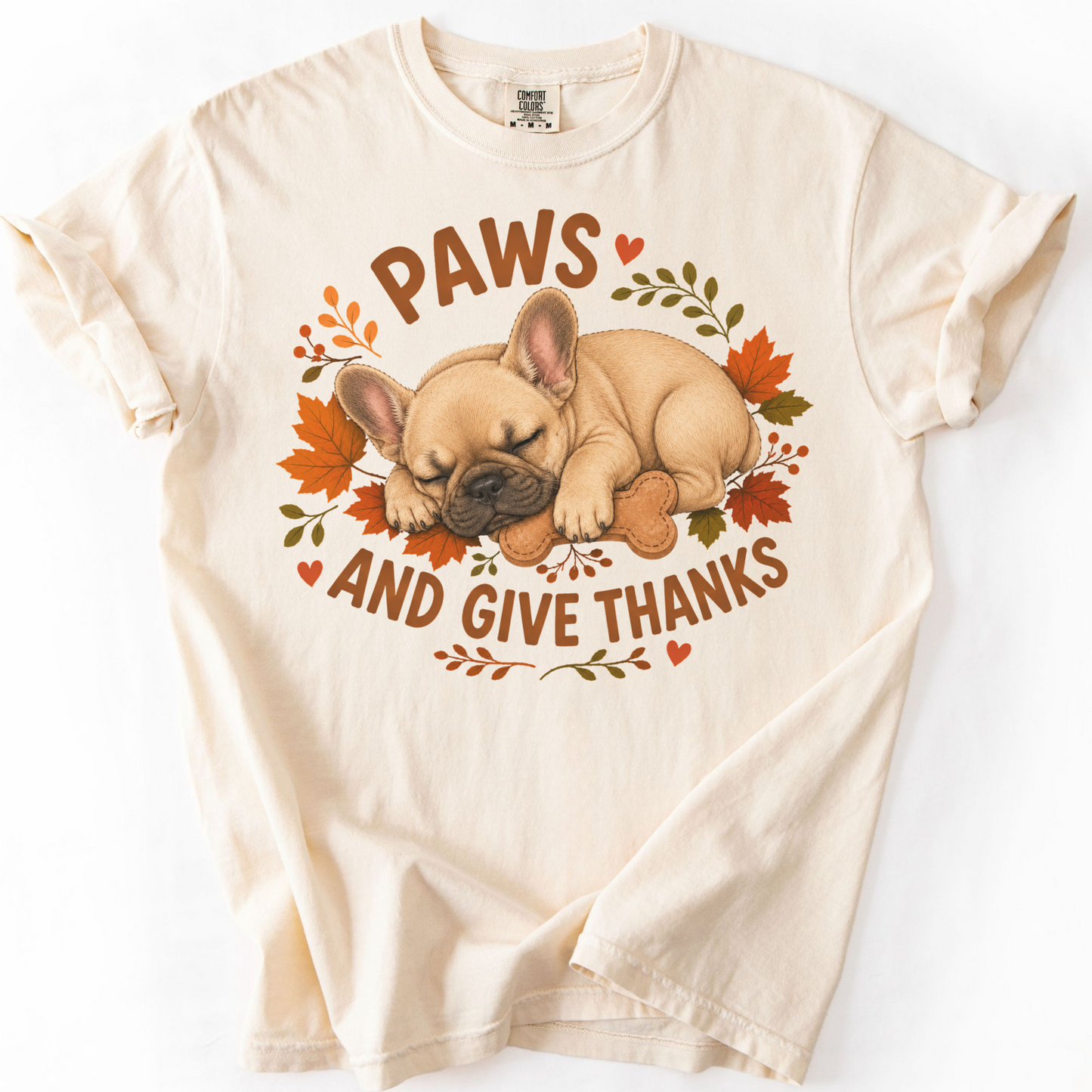 French Bulldog Thanksgiving Shirt, Paws Give Thanks Tee, Fall Frenchie Dog Lover Gift