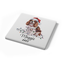 Load image into Gallery viewer, Personalized Blenheim Cavalier King Charles Spaniel Christmas Coaster Set
