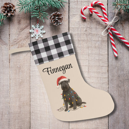 Personalized Kerry Blue Terrier Christmas Stocking, Holiday Decor Gift for Pet Lovers